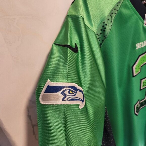 Nike NFL Russell Wilson Color Rush Green Jersey Seattle Seahawks #3 Size 44 LG - Picture 11 of 13